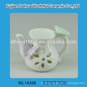 2016 decorative oil burners,ceramic butterfly oil burner with teapot shape